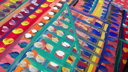 Close Up of Colorful Abstract Painting