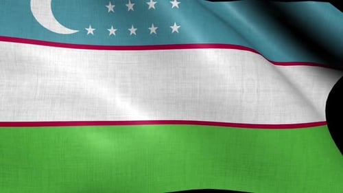 Waving Flag of Uzbekistan Realistic Loop Animation