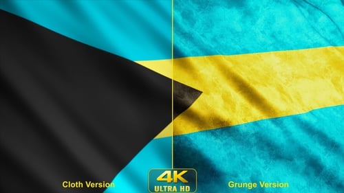 Animated Waving Flag of Bahamas with Grunge Option