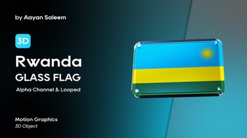 Rwanda Flag 3D Glass Emblem Animation