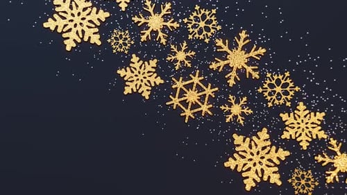 Sparkling Golden Snowflakes Festive Winter Background
