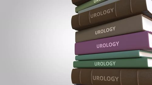 Animated 3D Stack of Urology Books for Medical Education