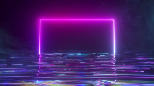 Ein heller Neonrahmen schimmert