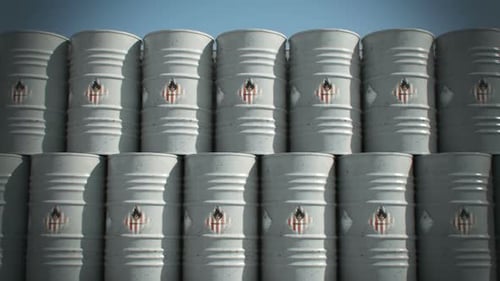 Endless animation of the grey flammable barrels two-story stack. Front view. HD