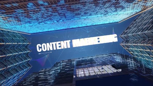 Content Marketing Title Reveal in Futuristic City Environment