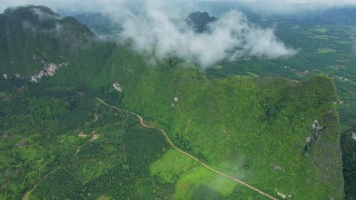 Drone are flying over beautiful clouds and mountains