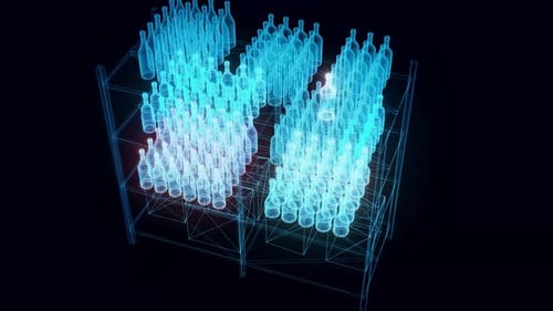 Market Shelf Wines Hologram Rotating 4K