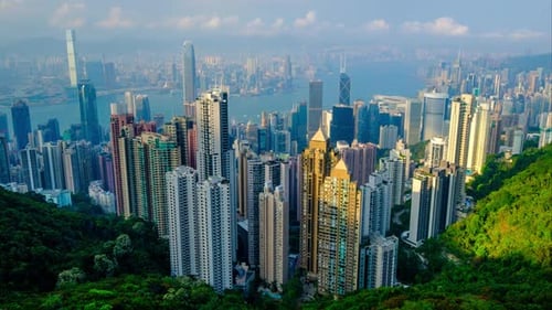 Timelapse of Hong Kong Downtown Skyline. Hong Kong, China