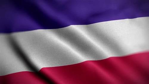 Realistic Waving Flag Animation with Purple, White, and Red Stripes
