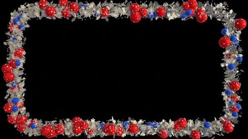 Christmas Holiday Garland Frame with Ornaments and Snowflakes