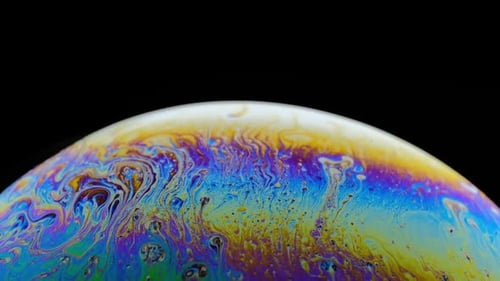 Iridescent Soap Bubble Surface with Abstract Patterns
