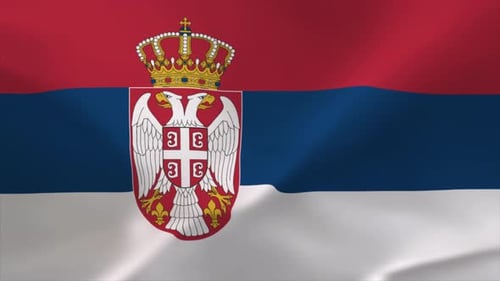Waving Flag of Serbia with Realistic Fabric Motion