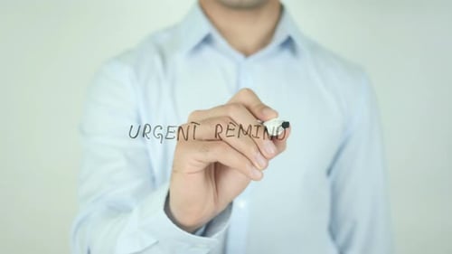 Dringende Erinnerung, auf transparentem Bildschirm