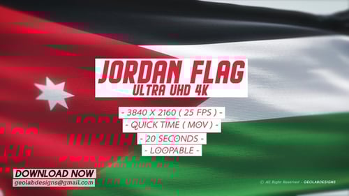 Realistic Jordan Flag Waving Animation