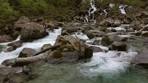 Stream and Waterfall in Spring Forest in Slovenia