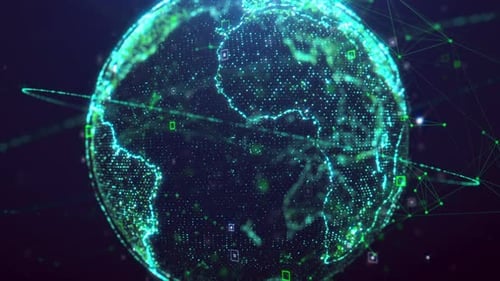 Data Earth im digitalen Weltraum blau