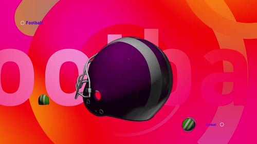 Rotating American Football Helmet Animation on Gradient Background