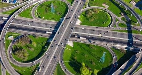 Freeway Intersection Traffic Trails in Moscow