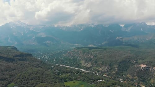 Arial dispara un bosque de nueces silvestres en la provincia de Jalal-abad