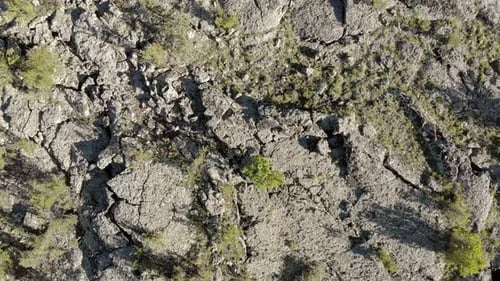 Volcanic Basalt Plateau Formed by Solidifying Lava Rocks