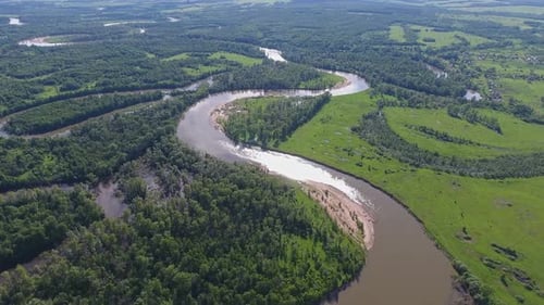 Aerial Landscape with Small Winding River