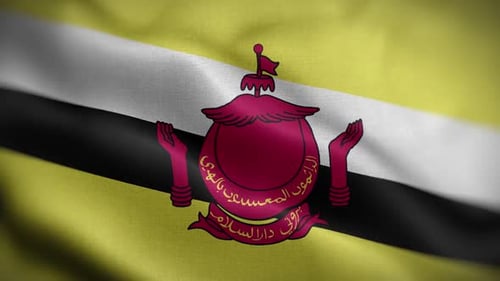 Realistic Waving Flag of Brunei Darussalam Seamless Loop