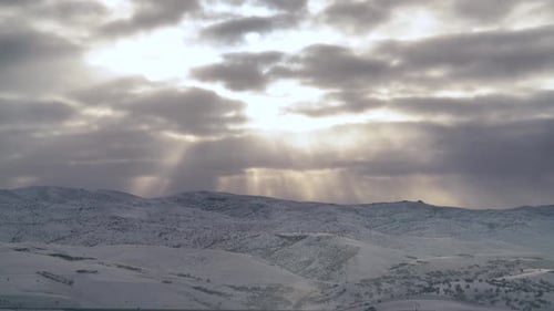 8K White Hills In Continental Climate Covered With Snow