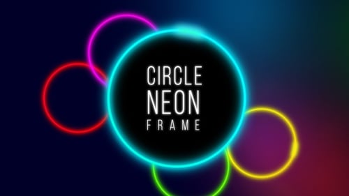 Circle Neon Frame on Colorful Background