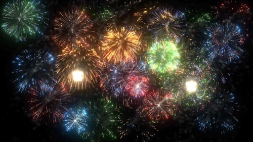 Vibrant Animated Fireworks Display Explosions