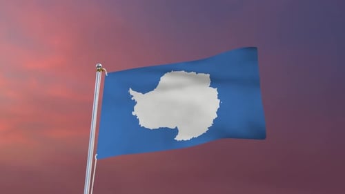 Antarctica Flag Waving Realistic 3D Animation