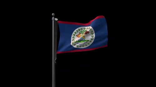 Belize-Flagge auf Fahnenmast mit Alphakanal