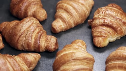 Freshly Baked Croissants on the Breakfast Table