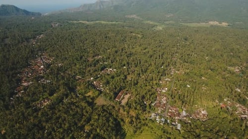 Mountain Landscape Farmlands and Village Bali, Indonesia.