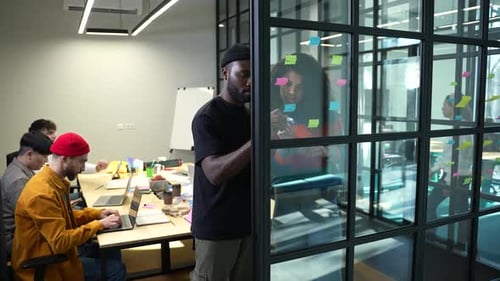 Collaborative Team Brainstorming in Modern Office