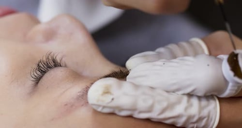 Eyebrow Microblading Procedure with Close Up Detail