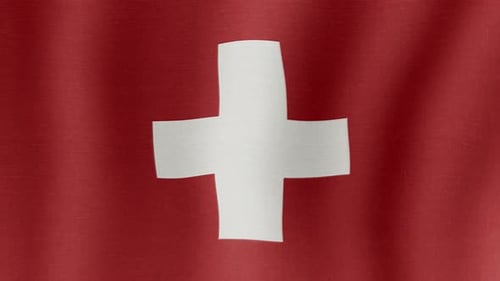Waving Switzerland Flag Animation with Realistic Fabric Texture