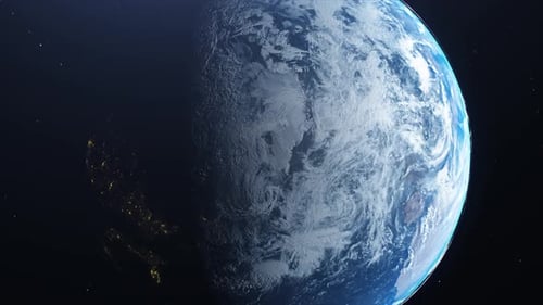 Rotating Planet Earth View from Space Animation