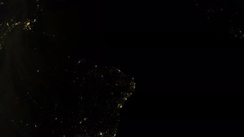 Rotating Earth at Night with City Lights