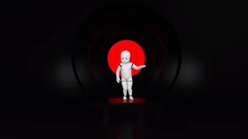 Dancing Robot Baby in Futuristic Minimalist Studio Animation