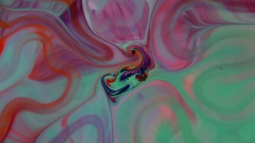 Abstract Paint Swirls in Red, Green, and Purple