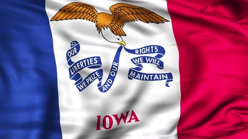 Realistic Waving Iowa State Flag Seamless Loop