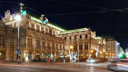 Night Time Lapse of Vienna Opera