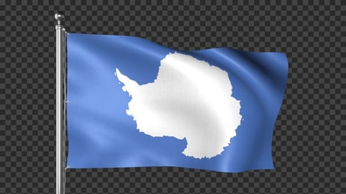 Waving Antarctica Flag Animation with Realistic Fabric Motion