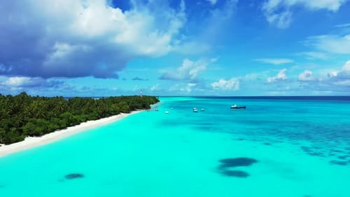 Aerial drone view texture of marine bay beach vacation by shallow water with white sand background o