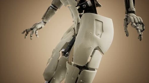 Futuristic Female Robot with Detachable Armor 3D Animation
