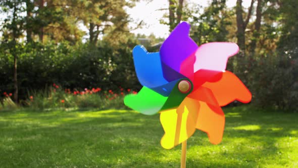 Colorful Pinwheel Rotating Outdoors in Summer, Lifestyle Stock Footage ...
