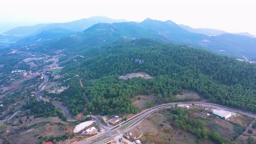 Alpine Road Through the Mountains and Forests