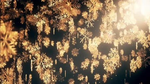 Golden Snowflakes Falling Festive Loop Background