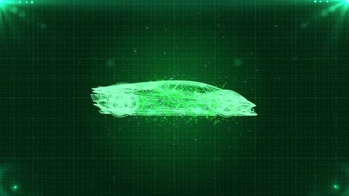 4K Digital Futuristic Hud Green Race Car