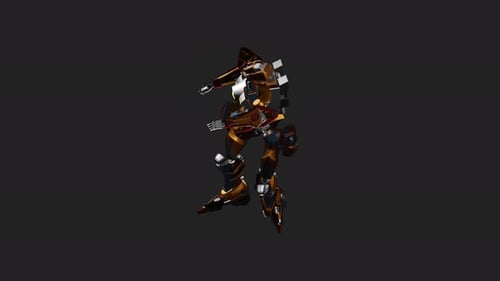 Rotating Futuristic 3D Robot Mech Animation
